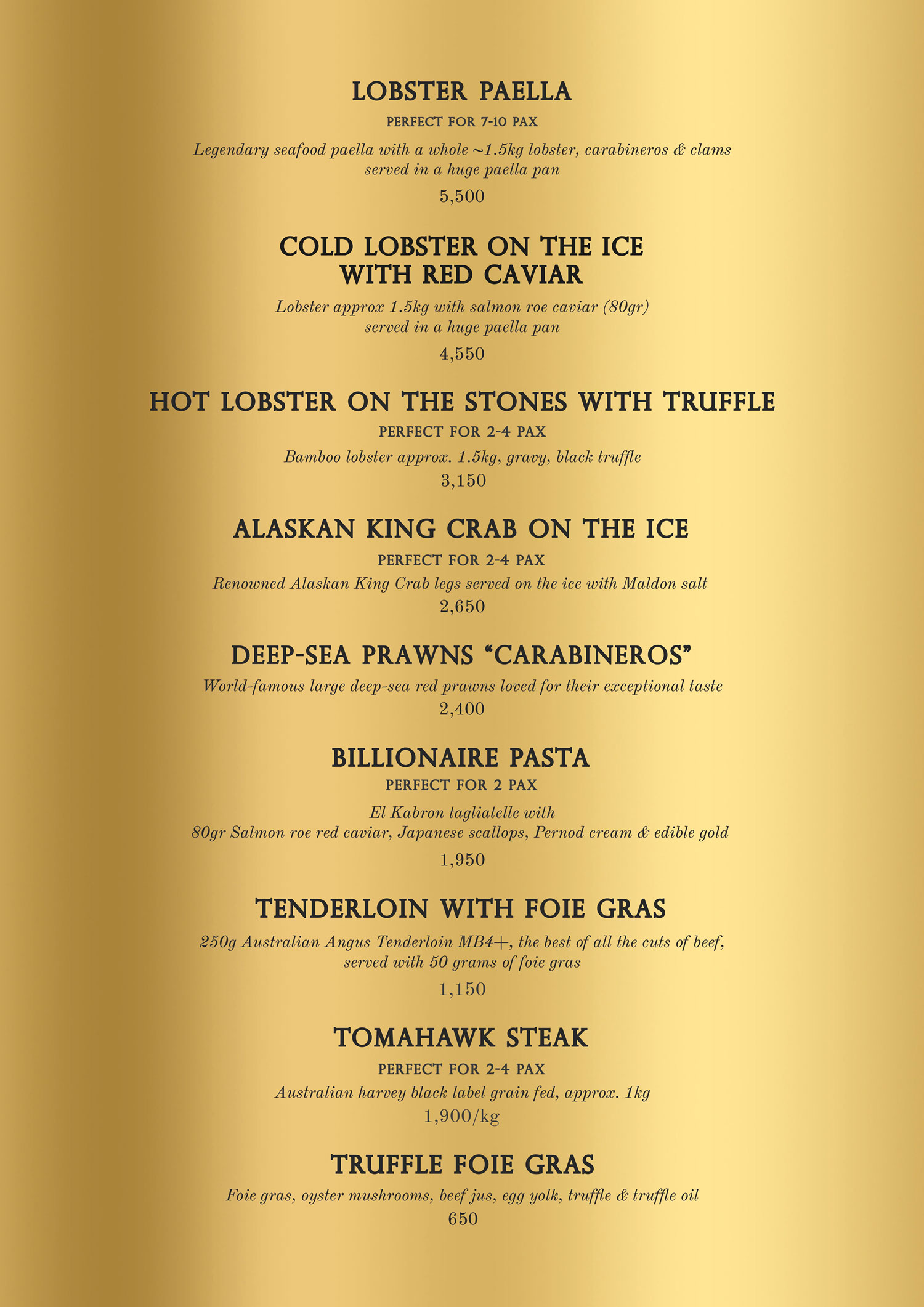 Golden menu